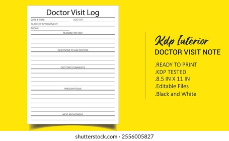 Doctor visit logbook vector editable design