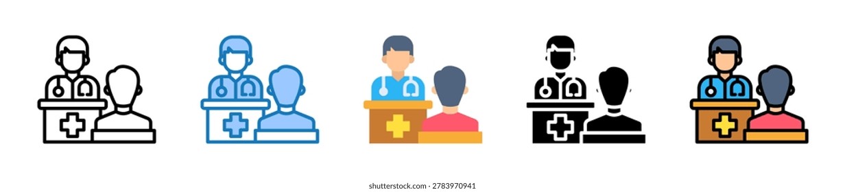 Doctor Visit multiple style icons set design vector illustration.
