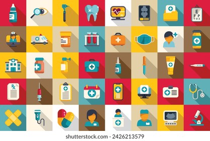 Doctor visits icons set flat vector. Nurse mask. Care home