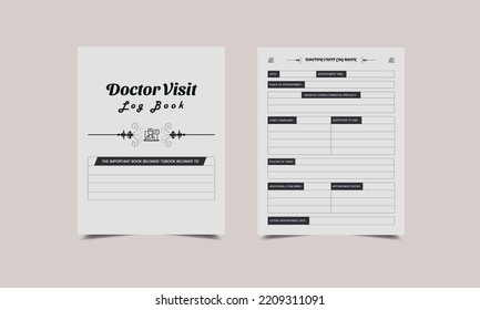 doctor visits log book KDP Interior design. Printable logbook, Medical Visit Log Book