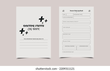 doctor visits log book KDP Interior design. Printable logbook, Medical Visit Log Book