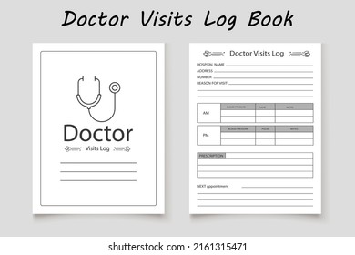 Doctor visits logbook planner template design for KDP Interior. Low content KDP interior