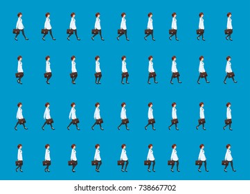 Doctor Walk Cycle Sprite Sheet Stock Vector (Royalty Free) 738667702 ...