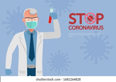 Doctor wear medical mask. Coronavirus quarantine concept character vector design