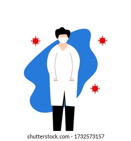 Doctor wearing mask flat illustration