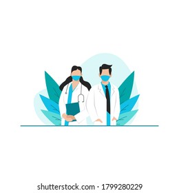 doctor wearing mask flat illustration concept 