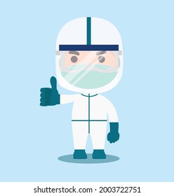 Doctor wearing PPE Costume doing a thumbs up