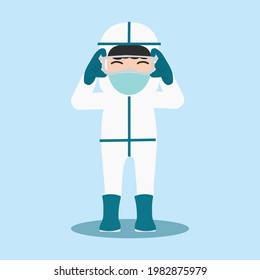 Doctor wearing PPE Costume vector