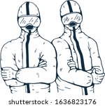 The doctor is wearing a protect suit on white background.Doctor wearing masks to help prevent the spread of a deadly coronavirus.illustration vector for coronavirus and pollution.