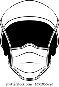  A doctor wearing protective face mask and PPE personal protection equipment icon