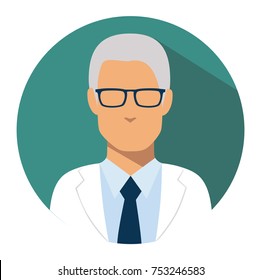 Doctor web icon. head physician medical avatar in flat style illustration