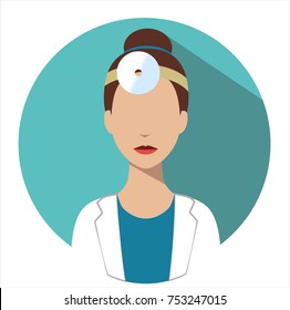 Doctor Web Icon. Otorhinolaryngologist Medical Avatar In Flat Style Illustration