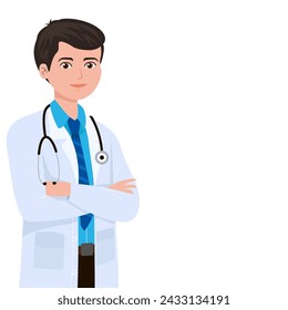 Doctor con fondo blanco. ilustración vectorial