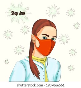 A doctor in a white coat and a medical mask will stop the covid-19 virus.