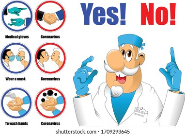 Doctor in a white coat on a background of a poster, vector and illustration