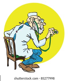 Doctor in a white coat with a stethoscope. Vector illustration of a format EPS.