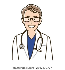 doctor in white coat, Vector illustration