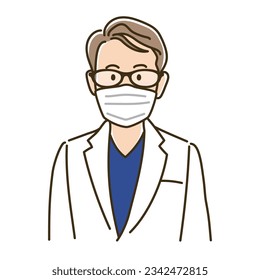 doctor in white coat, Vector illustration