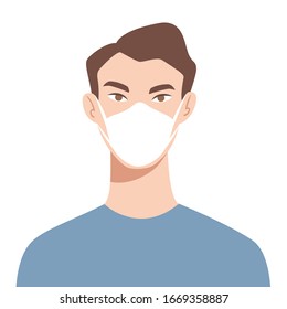 Doctor in the white medical face mask. Man in respirator mask. Concept of coronavirus quarantine. Stop COVID-19