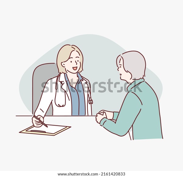 Doctor White Medical Uniform Talk Discuss Stock Vector (Royalty Free ...