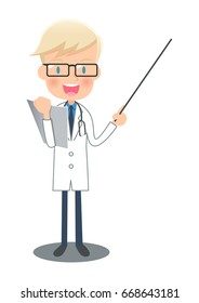 Doctor of a white robe to explain with instructions stick having a file