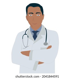Doktor in weißer Uniform, flache Illustration

