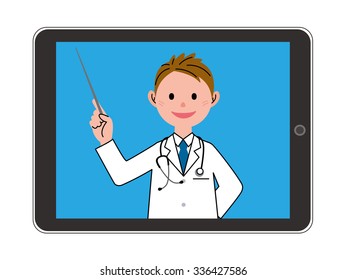 The doctor who explains by a tablet