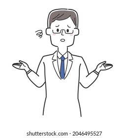 A doctor who seems to be disappointed with the pose