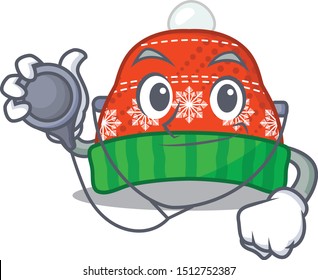 Doctor winter hat isolated character
