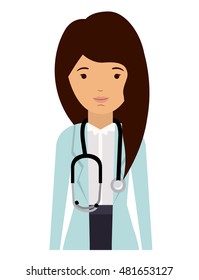 doctor woman and cartoon icon. profession worker and occupation theme. Isolated design. Vector illustration