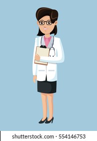 doctor woman medical clipboard stethoscope