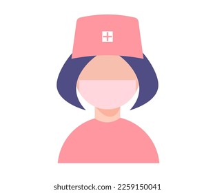 Doctor woman in a medical mask and in a light red suit