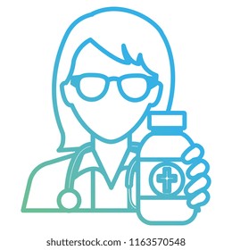 doctor woman with medicine bottle character