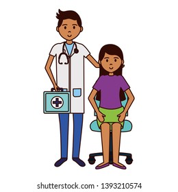 doctor with woman on chair