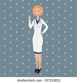 Doctor woman with phonendoscope. Vector Illustration.