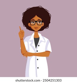 
Doctor Woman Showing Index Finger Up Vector Cartoon Illustration. Medical worker giving advise pointing her forefinger 
