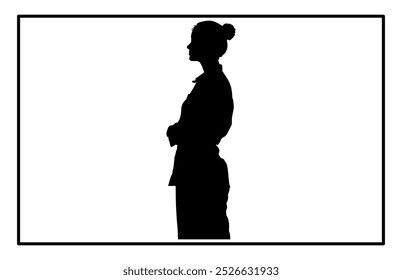 A doctor woman in silhouette standing in a confident pose, Silhouette of Woman Doctor.