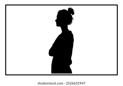 A doctor woman in silhouette standing in a confident pose, Silhouette of Woman Doctor.