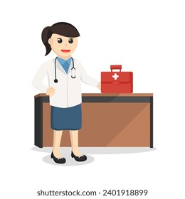 Doctor woman standing at the table in hospital