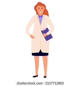 Doctor woman in uniform. Female doctor.Healthcare service.Medic worker or practitioner.Vector flat illustration.