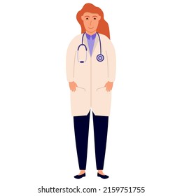 Doctor woman in uniform. Female doctor.Healthcare service.Medic worker or practitioner.Vector flat illustration.