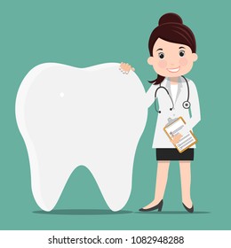 Doctor women and teeth - Vector illustration