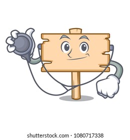 Doctor wooden board character cartoon