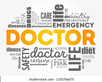 Doctor word cloud collage, healthcare concept background