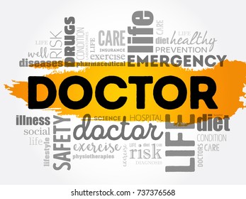 Doctor word cloud collage, healthcare concept background