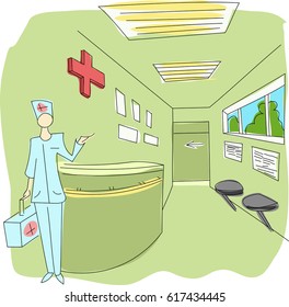 doctor at work. vector illustration. Doodle