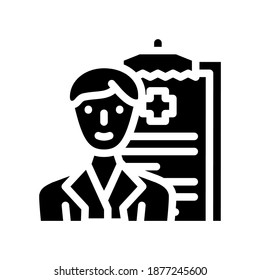 vector de icono de glifo de trabajo médico. signo de doctor. símbolo de contorno aislado ilustración negra