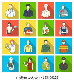 Doctor, worker, military, artist and other types of profession.Profession set collection icons in flat style vector symbol stock illustration web.