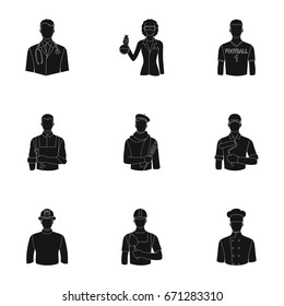 Doctor, worker, military, artist and other types of profession.Profession set collection icons in black style vector symbol stock illustration web.