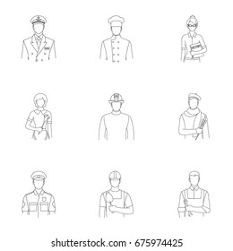 Doctor, worker, military, artist and other types of profession.Profession set collection icons in outline style vector symbol stock illustration web.